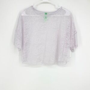 Honeydew Womens Floral Lace Crop Top Sheer Lavender Purple Medium NEW